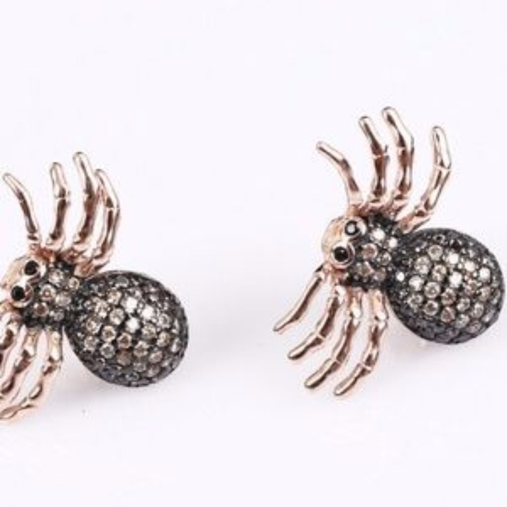 Rose Gold Spider Bug 925 Sterling Topaz Crystal 99$